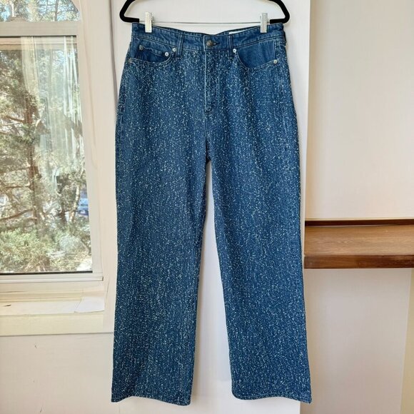 NWT Rag & Bone Logan Wide Leg Mid Rise Jeans Indigo Tweed Blue - Picture 3 of 13